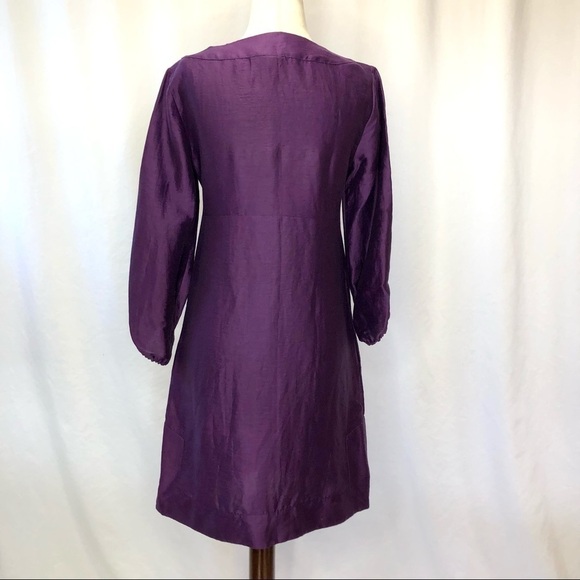 Diane von Furstenberg Honey Pie purple linen blend tunic dress pockets size 0 - Picture 5 of 10